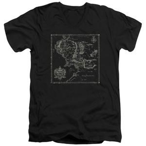 Lord Of The Rings Map Of Me Adult V-Neck 301 T-Shirt Black